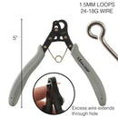 Pair of wire crimping pliers with specifications on a white background