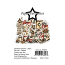 Product packaging card for HobbyGros 'Paper Favourites' Christmas Gnomes die-cuts, showing a central illustration of multiple gnomes, houses, sleds, and signs, with text listing 20 pieces and a barcode on a white background.