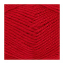 A close-up of bright red yarn wound in a spiral pattern, filling most of the frame with white borders on the left and right sides.