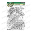 Penny Black '11 for Transparencies' festive frond clear stamp set, featuring three transparent stamps with detailed leaf and berry illustrations on a white background.