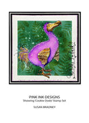 Card with a purple dodo bird design by Pink Ink Designs, featuring the 'Cookie Dodo' stamp set by Susan Bradley.