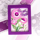 Decorative card with pink flowers and 'From the Heart for you' text in a purple frame on a white background.