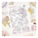 Clear stamp set with floral and decorative designs on a white background