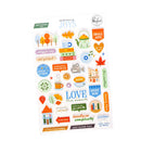A sheet of colorful planner stickers from Paperpeet's 'ordinary JOYS' collection, featuring autumn-themed icons, quotes, and illustrations on a white background.