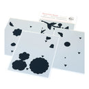 Black floral decals on clear sheets with a white background