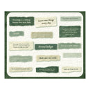 A square educational wall chart featuring multiple textured paper labels with motivational quotes about books, knowledge, and reading, displayed on a dark wood background.