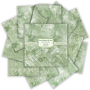 A stack of textured sage green and white paper sheets arranged in a fan shape, with a central label reading 'Sage Botanical Light Green' and 'Scrapbook & Cardstock'.