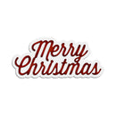 Merry Christmas text in red on a white background