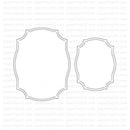 Two black outline decorative label frames on a white background with a faint repeating Paperay Ink watermark.
