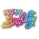Colorful 'Happy Birthday' text on a white background