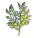 Decorative green leaf design on a white background