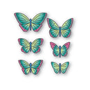 Set of six colorful butterfly illustrations on a white background