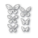 Set of six black and white butterfly illustrations on a white background