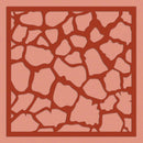 Decorative cutout with a geometric stone pattern on a pink background