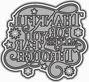 A decorative typographic design with stylized lettering reading 'THANK YOU FOR YOUR PATIENCE THROUGH IT' in black outline art on a light gray background with white border and gray shadow.