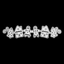 White metal die-cut holiday garland featuring gingerbread men, gingerbread houses, and Christmas trees, shown on a solid black background.