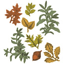 Set of various leaf and acorn designs on a white background