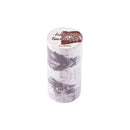 cylindrical product with decorative label on a white background