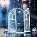 Decorative window with snowflakes on a dark background