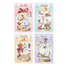 Four decorative sticker sheets with fantasy-themed designs on a white background.