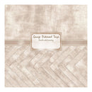 A square sample card showing a beige and taupe distressed paper texture with a herringbone pattern on the lower half and a central label reading 'Grunge Distressed Taupe' and 'Double sided printing'.
