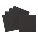 Four black square sheets on a white background