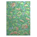 Pattern of green envelopes with heart shapes on a white background