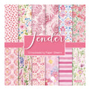 A pack of 12 scrapbooking paper sheets featuring various pink floral and patterned designs, labeled with a pink banner that reads 'Jender Scrapbooking Paper Sheets'.