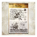 Vintage-style paper with floral design and text on a textured background