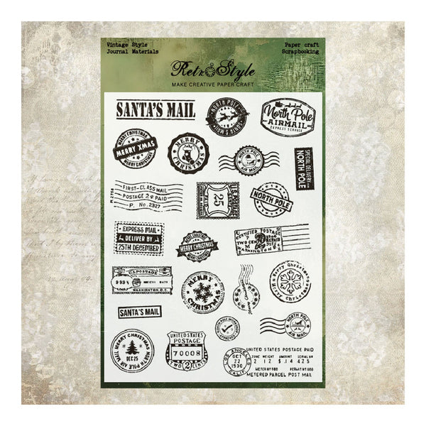Collection of vintage-style stamps on a textured background with 'Fete & Style' branding.