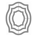 Three nested decorative frames with scalloped edges in gray and black outlines on a white background.