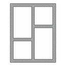 A gray rectangular frame or panel with four outlined sections, shown on a plain white background.
