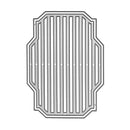 A silver metal die-cut cutting template with vertical slats and a decorative octagonal border, shown on a plain white background.