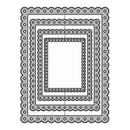 A set of nested rectangular die-cut frames with scalloped and dotted borders, shown in gray and black outlines on a white background.