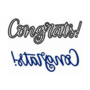 Two decorative script decals reading 'Congrats!' and 'best wishes' on a plain white background.