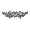 A silver metal holiday die-cut stencil featuring three bells, bows, and pine branches, shown on a plain white background.
