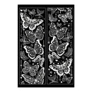 A black rectangular art print or poster featuring an intricate white line-art design of butterflies, stars, and crescent moons, shown against a plain white background.