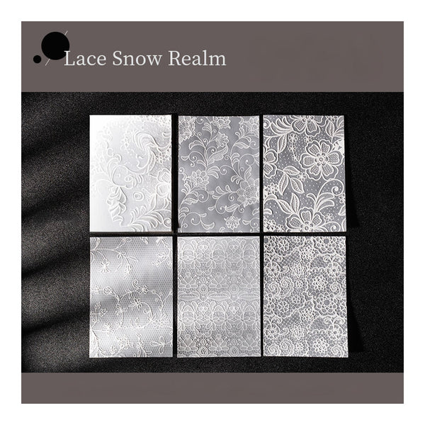 Poppy Crafts Embossed White Printed Vellum Paper - Lace Snow Realm