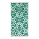 Teal geometric pattern on a white background