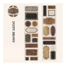 Collection of vintage-style labels in dusty brown color on a white background