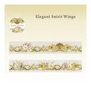 Elegant Spirit Wings decorative tape by Georges Nanogue, featuring a gold and white floral pattern with blue jewel accents on a cream background.