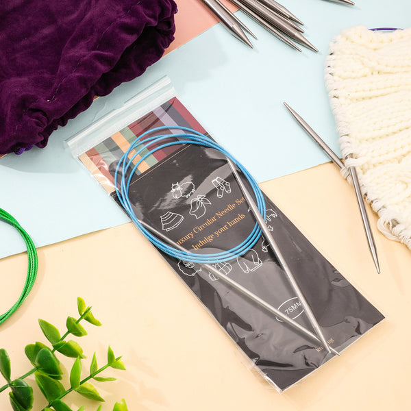 Poppy Crafts Stainless Steel 100cm Circular Knitting Needles - 3.25mm