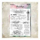 Vintage-style paper craft sheet with decorative text and designs on a textured background