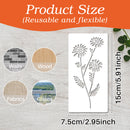 Reusable and flexible product with floral design, size measurement, and application options on a textured surface.