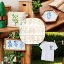 Collage of items with plant-themed designs including a tote bag, wall art, and t-shirt.
