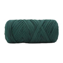 A single roll of dark green braided yarn or cord, photographed against a solid white background.