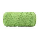 A single roll of bright lime green braided cord or strap material, photographed against a solid white background.