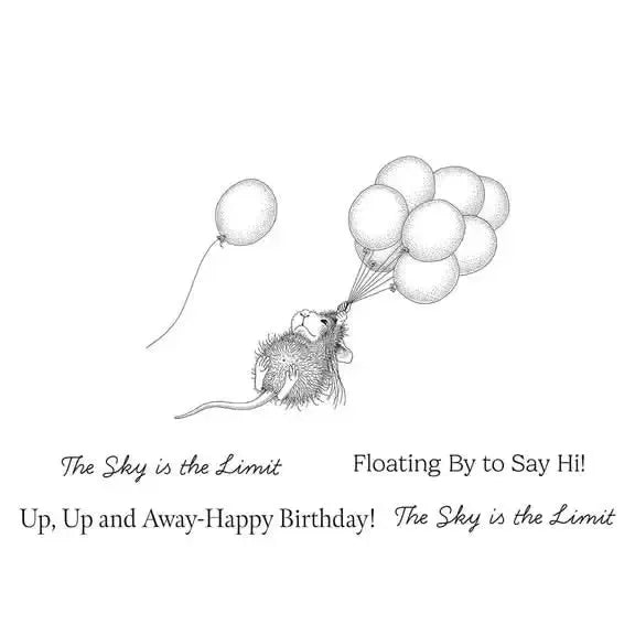 Spellbinders House Mouse Rare Bloom Cling Rubber Stamp Set - Up, Up and Away