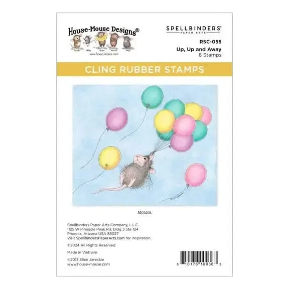 Spellbinders House Mouse Rare Bloom Cling Rubber Stamp Set - Up, Up and Away