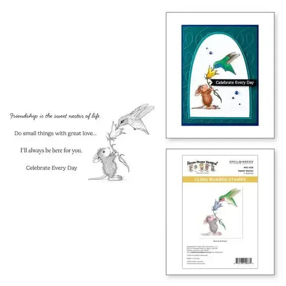 Spellbinders House Mouse Rare Bloom Cling Rubber Stamp Set - Sweet Nectar